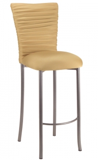 Chloe Gold Stretch Knit Barstool Cover and Cushion on Silver Legs