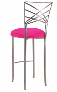 Silver Fanfare Barstool with Hot Pink Stretch Knit Cushion