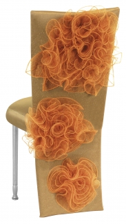 Gold Taffeta Jacket and Tulle Flowers with Boxed Cushion on Silver Legs
