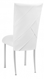 White Tiered Leatherette Chair Cover and Cushion on Silver Legs