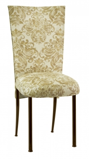 Ravena Chenille Empire Cut Chair Cover with Boxed Cushion on Brown Legs