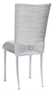 Chloe Silver Stretch Knit Chair Cover, Jewel Band and Cushion with Silver Legs