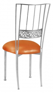 Silver Bella Fleur with Metallic Orange Stretch Knit Cushion