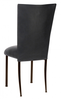 Black Leatherette Chair Cover and Cushion on Brown Legs
