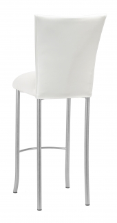 White Leatherette Barstool Cover and Cushion on Silver Legs