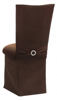 Chocolate Suede Chair Cover with Jewel Belt, Cushion and Skirt