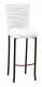Chloe White Stretch Knit Barstool Cover with Rhinestone Accent Band and Cushion on Brown Legs