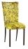 Yellow Paint Splatter Chair Cover and Cushion on Brown Legs