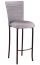 Chloe Silver Stretch Knit Barstool Cover and Cushion on Brown Legs