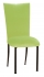 Lime Green Velvet Chair Cover and Cushion on Brown Legs