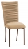 Chloe Beige Stretch Knit Chair Cover and Cushion on Brown Legs