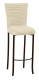 Chloe Ivory Stretch Knit Barstool Cover with Rhinestone Accent Band and Cushion on Brown legs