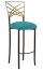Two Tone Gold Fanfare Barstool with Turquoise Suede Cushion