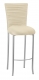 Chloe Ivory Stretch Knit Barstool Cover with Rhinestone Accent Band and Cushion on Silver Legs