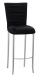 Chloe Black Stretch Knit Barstool Cover with Rhinestone Accent and Cushion on Silver Legs