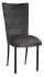 Charcoal Velvet Chair Cover on Brown Legs 