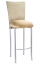 Parchment Linette 3/4 Barstool Cover with Toffee Stretch Knit Cushion on Silver Legs