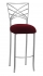 Silver Fanfare Barstool with Cranberry Velvet Cushion