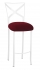 Simply X White Barstool with Cranberry Boxed Prima Velvet Cushion