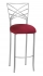 Silver Fanfare Barstool with Cranberry Stretch Knit Cushion