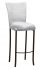 Metallic Silver Stretch Knit Barstool Cover and Cushion on Brown Legs