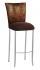 Bronze Croc Barstool Cover with Chocolate Suede Cushion on Silver Legs