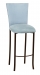 Ice Blue Suede Barstool Cover and Cushion on Brown Legs