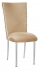Beige Demure Chair Cover with Beige Stretch Knit Cushion on Silver Legs