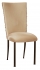 Beige Demure Chair Cover with Beige Stretch Knit Cushion on Brown Legs