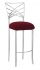Silver Fanfare Barstool with Cranberry Boxed Prima Velvet Cushion