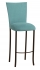 Turquoise Suede Barstool Cover and Cushion on Brown Legs