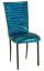 Chloe Metallic Teal Stretch Knit Chair Cover and Cushion on Brown Legs