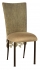 Burlap Chantilly 3/4 Chair Cover with Camel Suede Cushion on Brown Legs