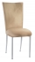 Champagne Deore Chair Cover with Buttercream Cushion on Silver Legs