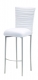 Chloe White Stretch Knit Barstool Cover with Jewel Band and Cushion on Silver Legs