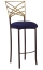 Two Tone Gold Fanfare Barstool with Navy Blue Stretch Knit Cushion