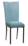 Ice Blue Suede Chair Cover and Cushion on Brown Legs