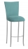 Turquoise Suede Barstool Cover and Cushion on Silver Legs