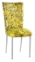 Yellow Paint Splatter Chair Cover and Cushion on Silver Legs