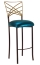 Two Tone Gold Fanfare Barstool with Metallic Teal Cushion