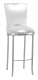 Silver Patent Barstool 3/4 Chair Cover with Rhinestone Accent Belt and Metallic Silver Stretch Knit Cushion on Silver Legs
