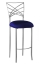 Silver Fanfare Barstool with Navy Stretch Knit Cushion