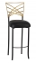 Two Tone Gold Fanfare Barstool with Black Leatherette Boxed Cushion