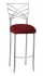 Silver Fanfare Barstool with Burnt Red Dupioni Boxed Cushion