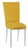 Canary Suede Chair Cover with Jewel Belt and Cushion on Silver Legs