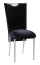 Black Patent 3/4 Chair Cover with Black Stretch Knit Cushion on Silver Legs