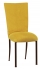 Canary Suede Chair Cover with Jewel Belt and Cushion on Brown Legs