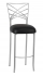 Silver Fanfare Barstool with Black Leatherette Boxed Cushion