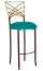 Two Tone Gold Fanfare Barstool with Turquoise Velvet Cushion