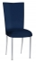 Midnight Blue Taffeta Chair Cover and Boxed Cushion on Silver Legs